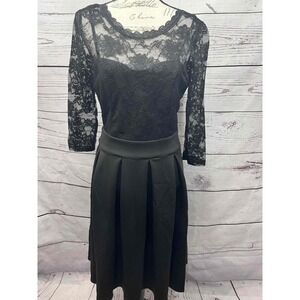 NWT Miusol 8021 Black Lace Top 3/4 Sleeve A-line Dress‎ Large